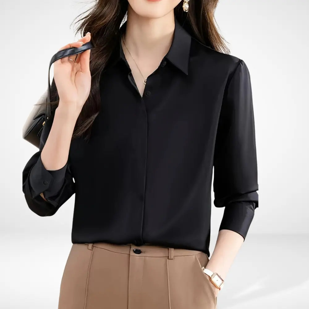 Blusa Con Cuello De Camisa Clásico Y Corte Fluido Para Mujer | Ideal Para Uso Diario Y Oficina