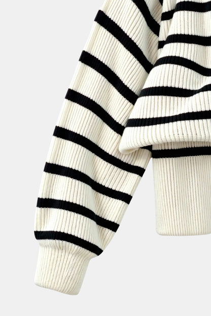 Jersey con Cremallera en el Cuello y Estampado de Rayas para Mujer | Ideal para Uso Diario en Días Frescos
