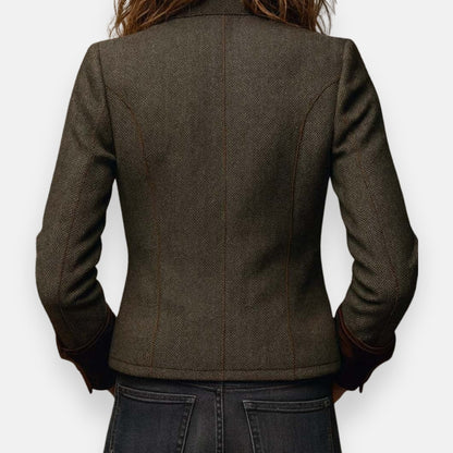 Blazer Con Cierre De Botones Y Motivo Chevron Para Mujer| Ideal Para Uso Diario O Entornos Formales