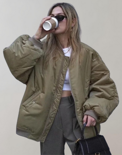 Chaqueta Bomber Con Bolsillos De Cremallera Y Cuello Alto Para Mujer | Ideal Para Uso Diario Y Entretiempo