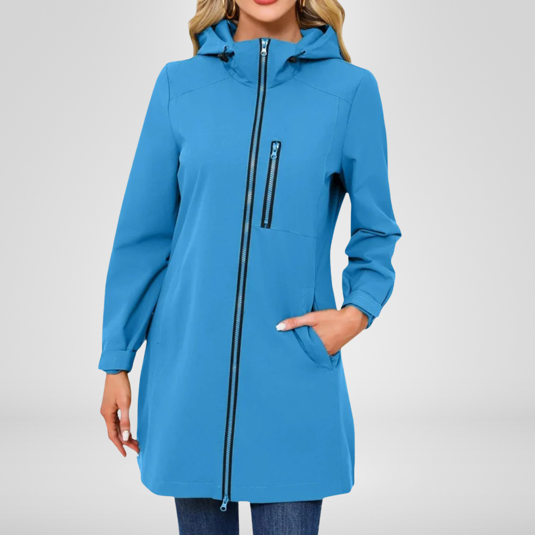 Chaqueta Larga con Capucha Integrada para Mujer | Ideal para Entretiempo y Días Húmedos