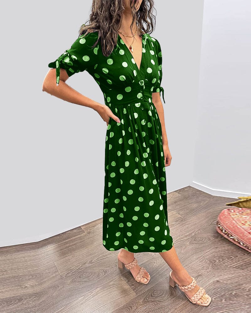 Vestido Midi con Estampado de Lunares para Mujer | Ideal para Salidas y Eventos de Verano