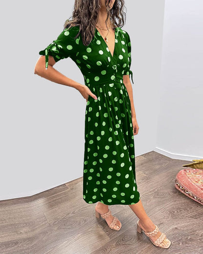 Vestido Midi con Estampado de Lunares para Mujer | Ideal para Salidas y Eventos de Verano