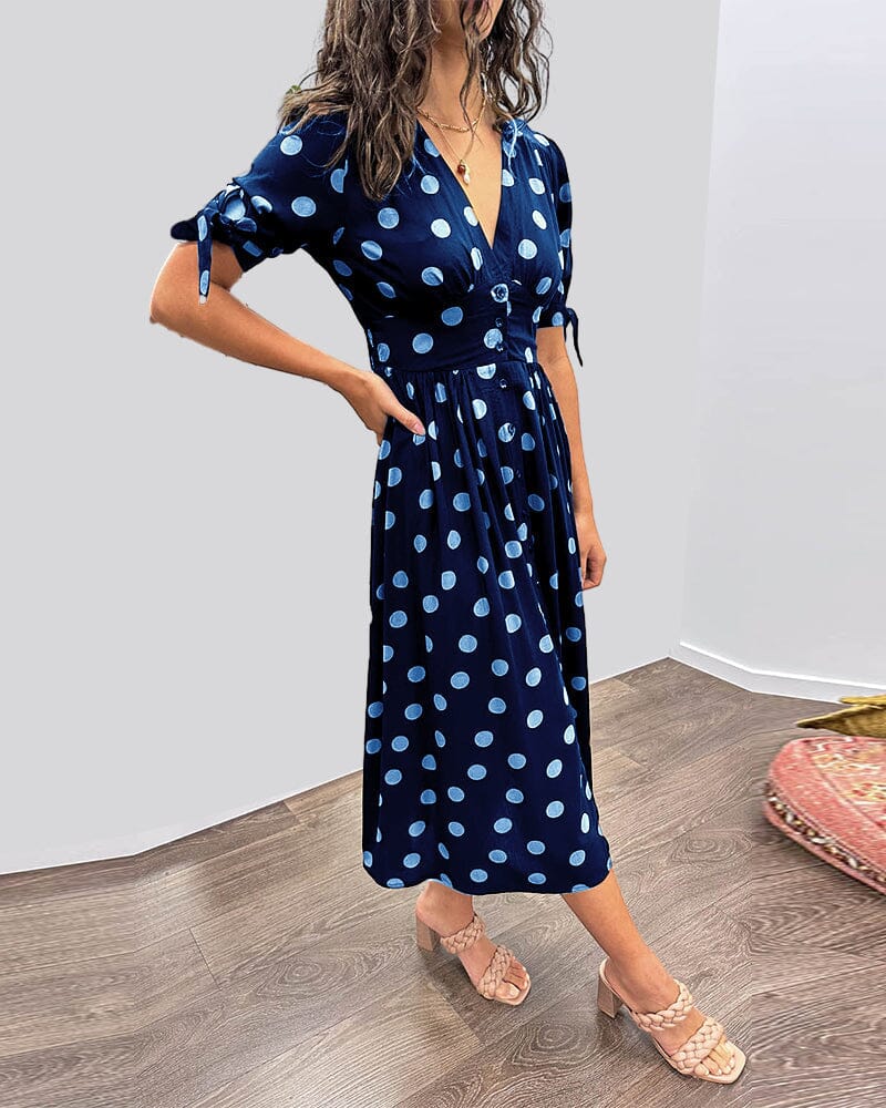 Vestido Midi con Estampado de Lunares para Mujer | Ideal para Salidas y Eventos de Verano