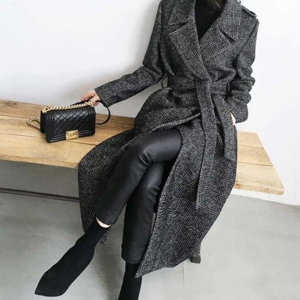 Abrigo Largo Con Motivo De Cuadros Para Mujer | Ideal Para Invierno