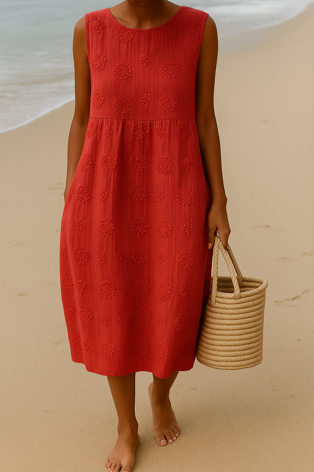 Vestido Midi Sin Mangas Con Estampado Floral Para Mujer | Ideal Para Actividades Al Aire Libre Y Uso Diario