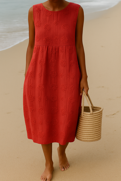Vestido Midi Sin Mangas Con Estampado Floral Para Mujer | Ideal Para Actividades Al Aire Libre Y Uso Diario