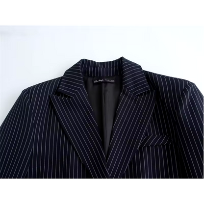 Blazer Corto con Doble Botonadura y Motivo de Rayas para Mujer | Ideal para Uso Diario y Ocasiones Formales