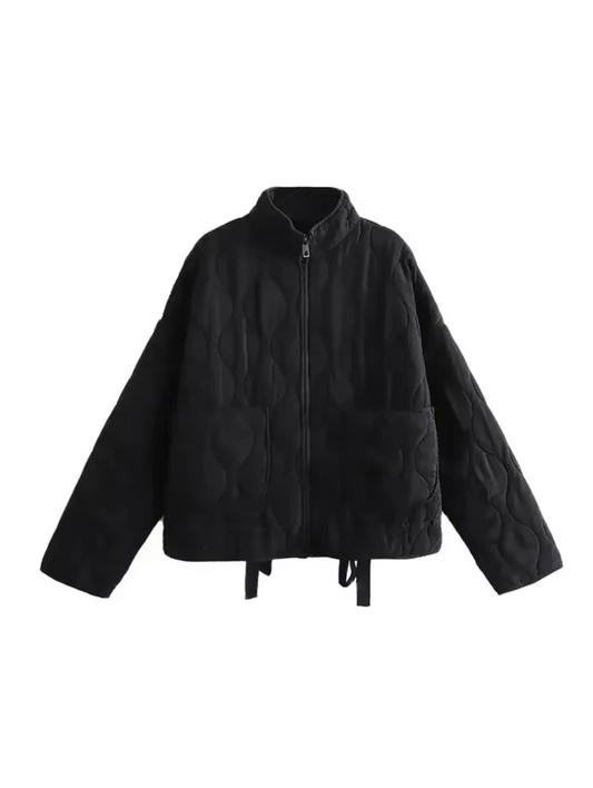 Chaqueta con Cierre de Cremallera y Cuello Redondo para Mujer | Ideal para Uso Diario en Entretiempo