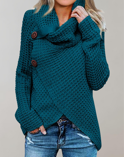 Suéter De Punto Con Cuello Alto Y Manga Larga Para Mujer | Ideal Para Otoño E Invierno