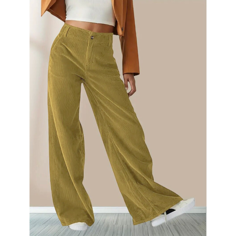 Pantalón Con Pierna Ancha Y Corte Holgado Para Mujer | Ideal Para Uso Diario