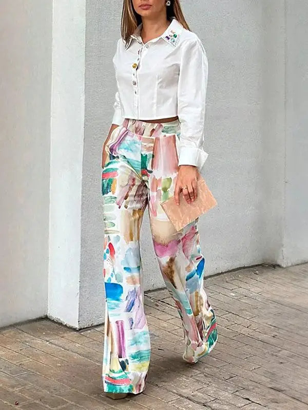 Pantalón Estampado de Pierna Recta para Mujer | Ideal para Primavera y Verano