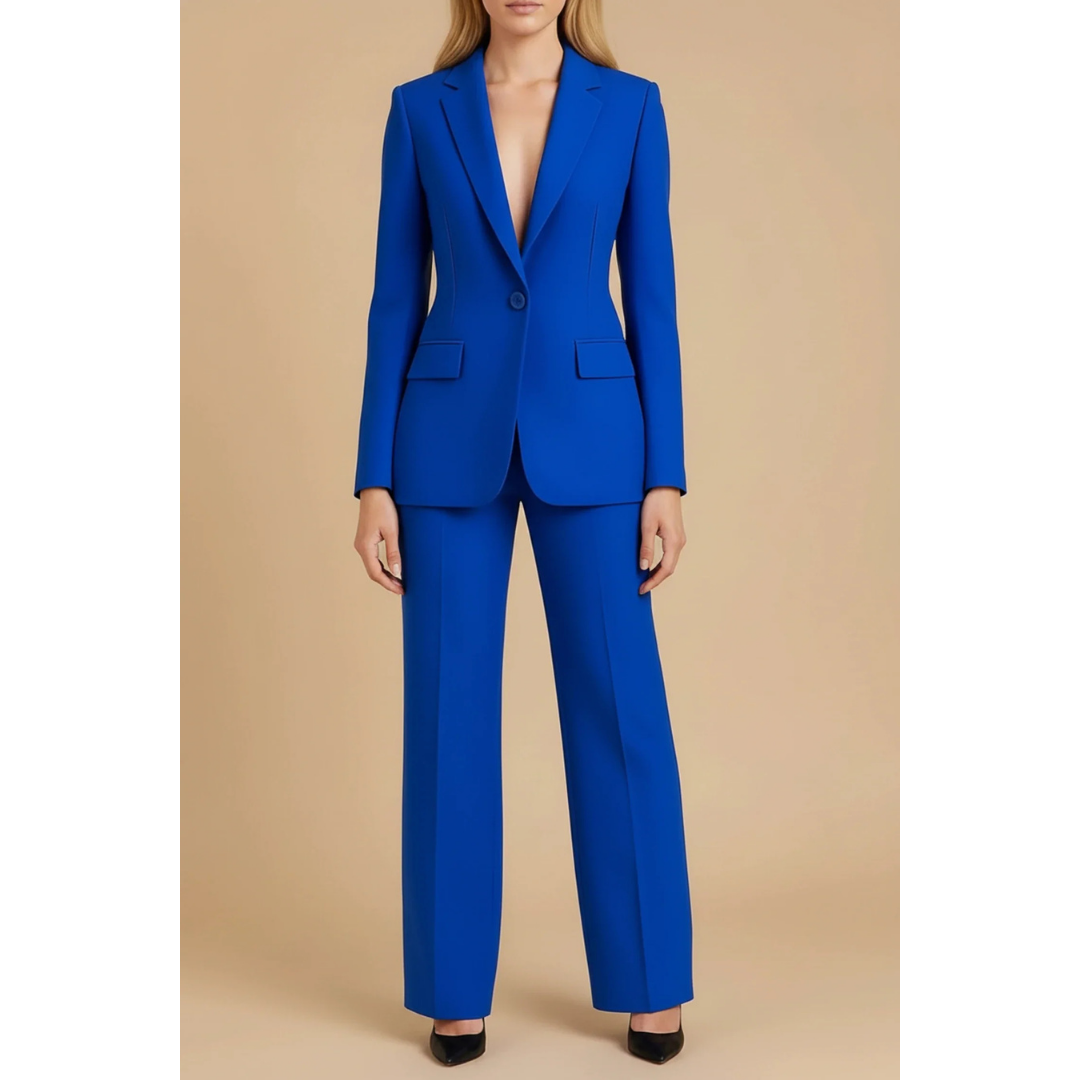Conjunto De Chaqueta Larga Y Pantalón De Corte Recto Para Mujer | Ideal Para Oficina Y Eventos Formales