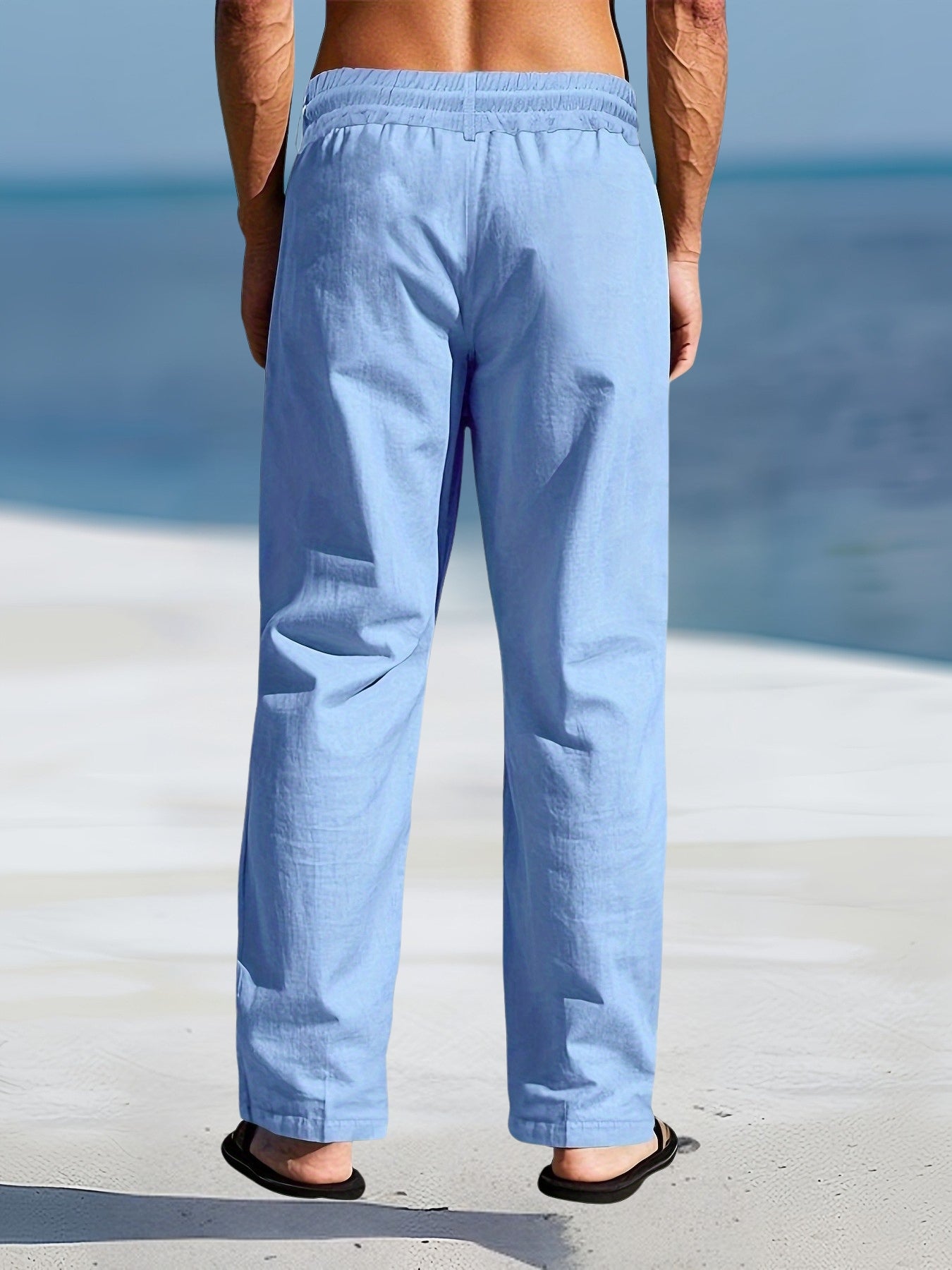 Pantalón de Pierna Ancha con Cintura Elástica y Cordón para Hombre | Ideal para Uso Diario