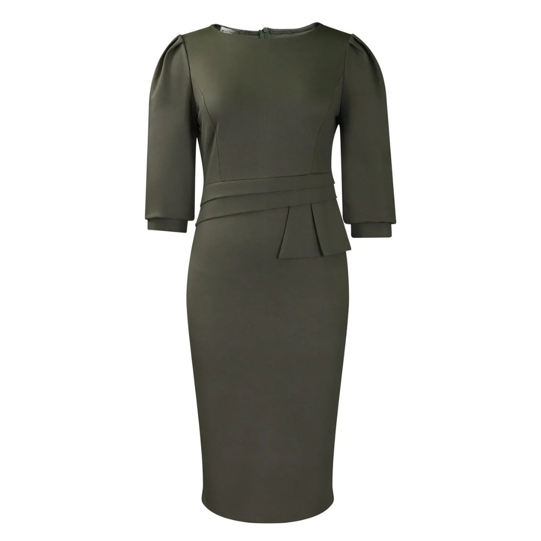 Vestido Midi Tipo Lápiz Con Cinturón En La Cintura Para Mujer | Ideal Para Uso Profesional Y Diario