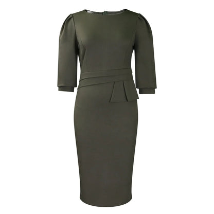 Vestido Midi Tipo Lápiz Con Cinturón En La Cintura Para Mujer | Ideal Para Uso Profesional Y Diario