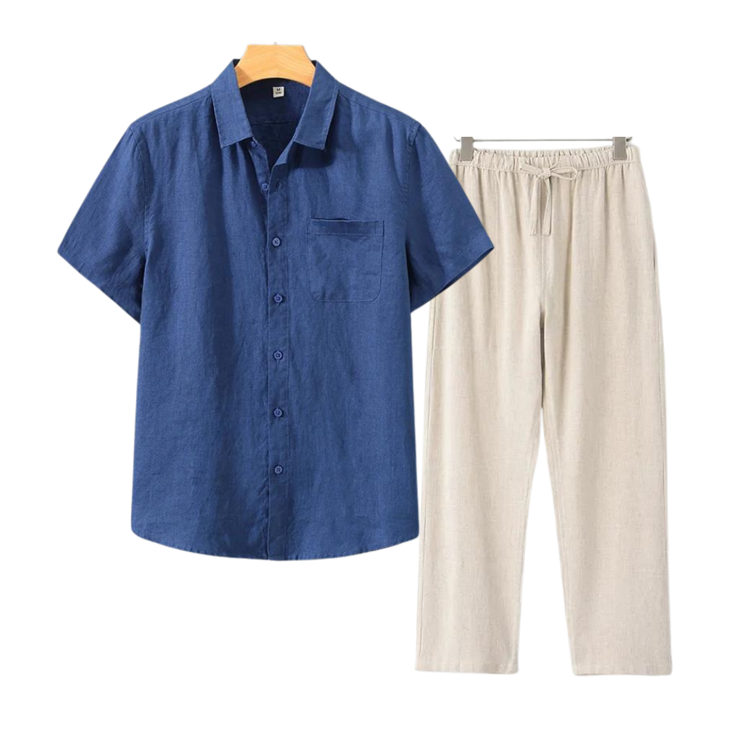 Ensemble Avec Chemise Et Pantalon Droit Pour Hommes | Idéal Pour L’Été