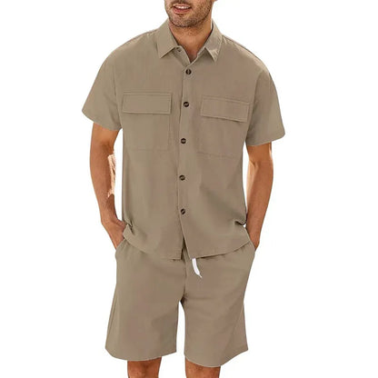 Conjunto Dos Piezas con Camisa de Manga Corta y Short con Cintura Elástica para Adultos | Ideal para Uso Diario