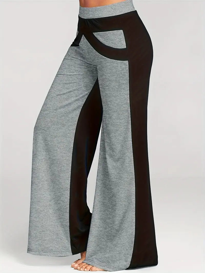 Pantalón Ancho con Diseño Color Block para Mujer | Ideal para Uso Diario y Ocasiones Informales