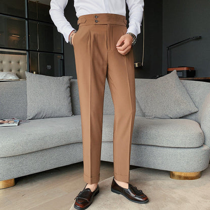 Pantalón Slim-Fit con Cierre de Botón y Cremallera para Hombre | Ideal para Entornos Profesionales y Ocasiones Sociales