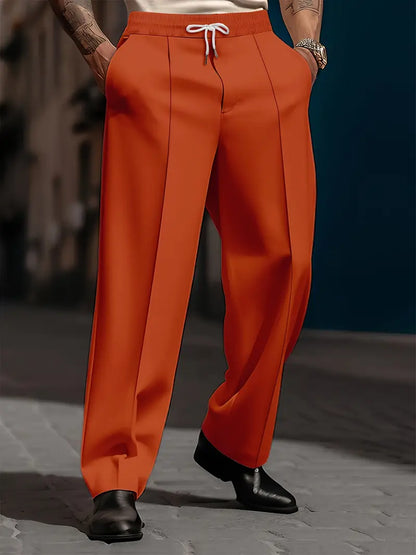 Pantalón Casual de Corte Recto y Amplio con Cintura Elástica para Hombre | Ideal para Uso Diario