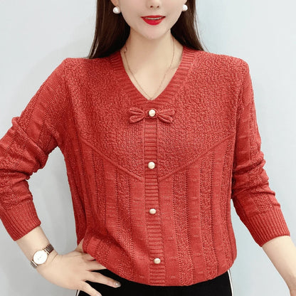 Jersey De Punto Calado Con Puños Y Dobladillo Acanalados Para Mujer | Ideal Para Uso Diario Y Todas Las Estaciones