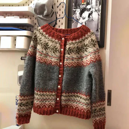 Cárdigan con Botones y Diseño Geométrico para Mujer | Ideal para la Temporada Fría