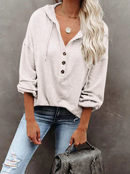 Jersey Con Capucha y Botones Frontales Para Mujer | Ideal Para Días Frescos