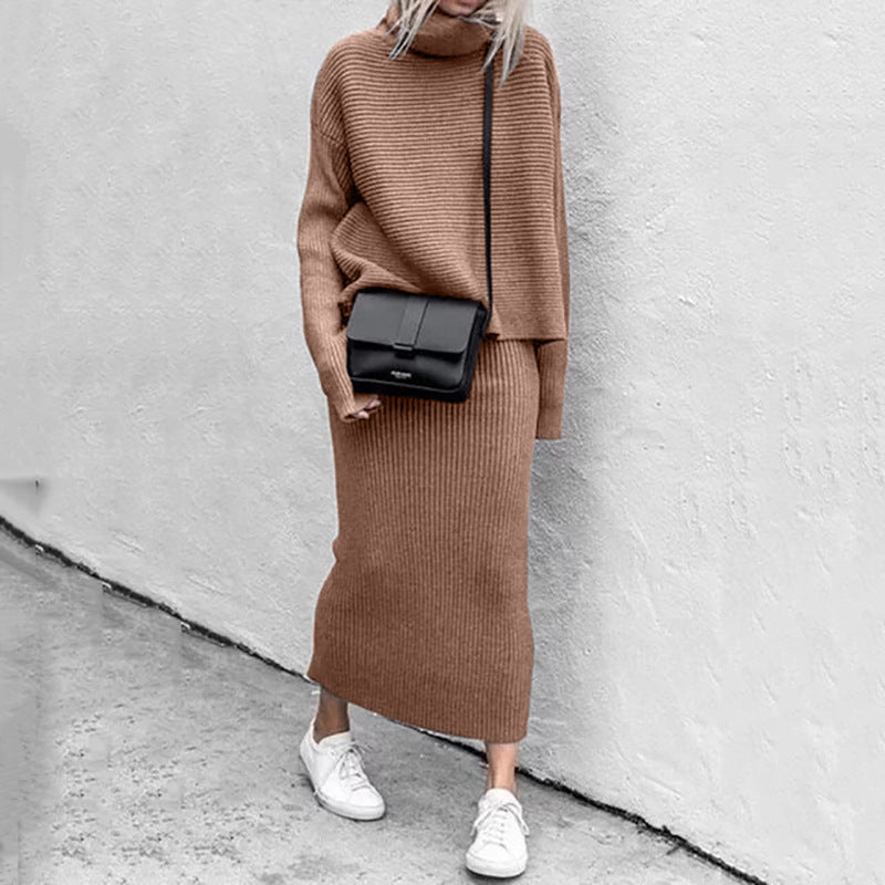 Conjunto de Dos Piezas con Jersey Oversize y Falda Midi Ajustada para Mujer | Ideal para Días Informales o Ciudad