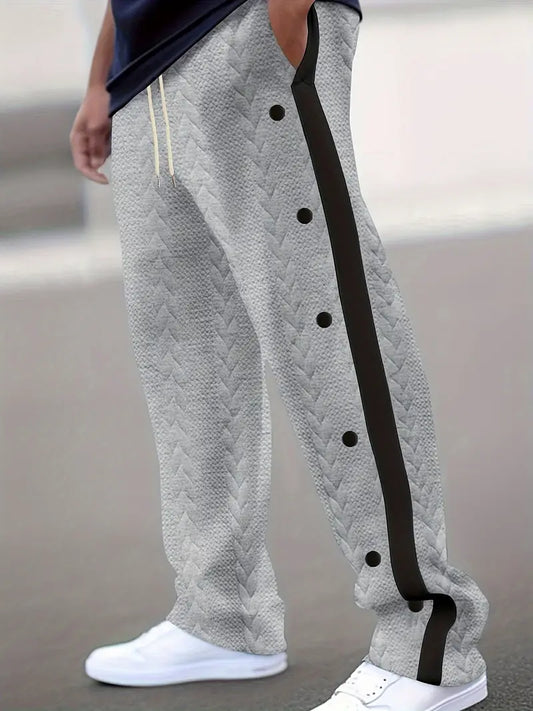 Pantalón de Corte Amplio con Botones Laterales y Cintura Elástica para Hombre | Ideal para Uso Diario