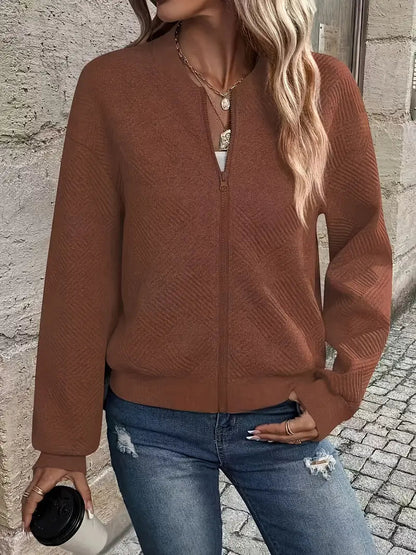 Chaqueta Con Cremallera Frontal Y Corte Holgado Para Mujer | Ideal Para Uso Diario O Entretiempo