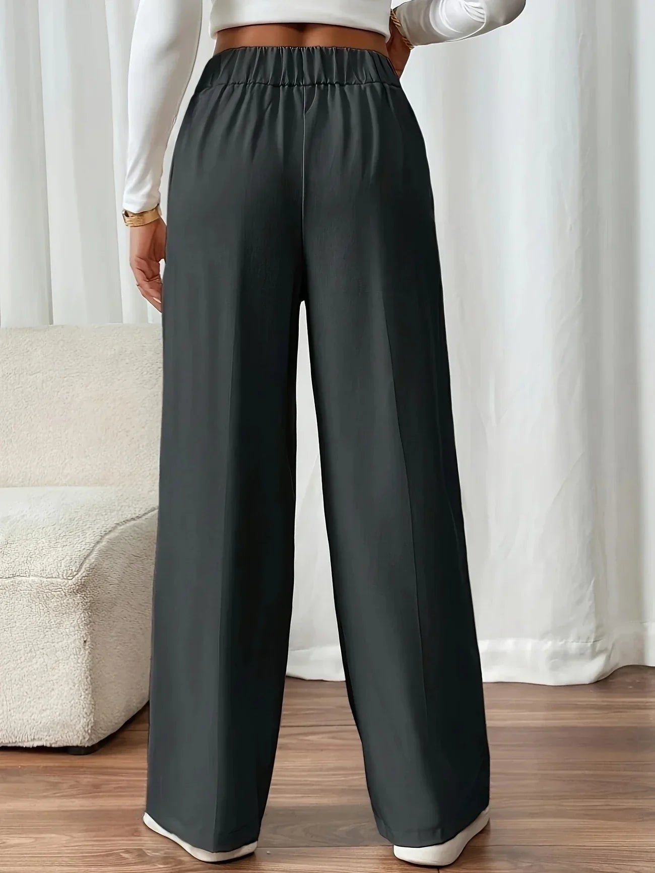 Pantalón de Pierna Recta con Cintura Elástica para Mujer | Ideal para Trabajo y Salidas