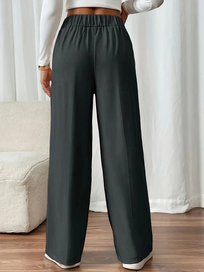 Pantalón de Pierna Recta con Cintura Elástica para Mujer | Ideal para Trabajo y Salidas