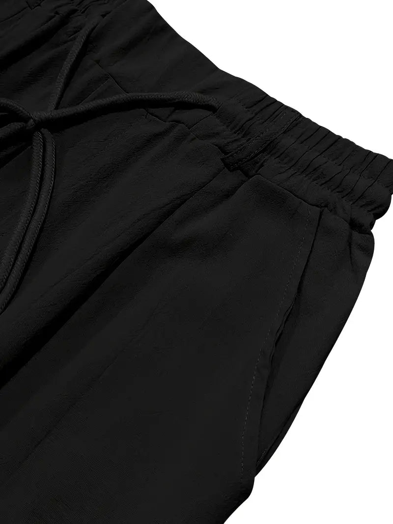 Pantalón Casual de Corte Amplio con Cintura Elástica y Cordón para Hombre | Ideal para Uso Diario