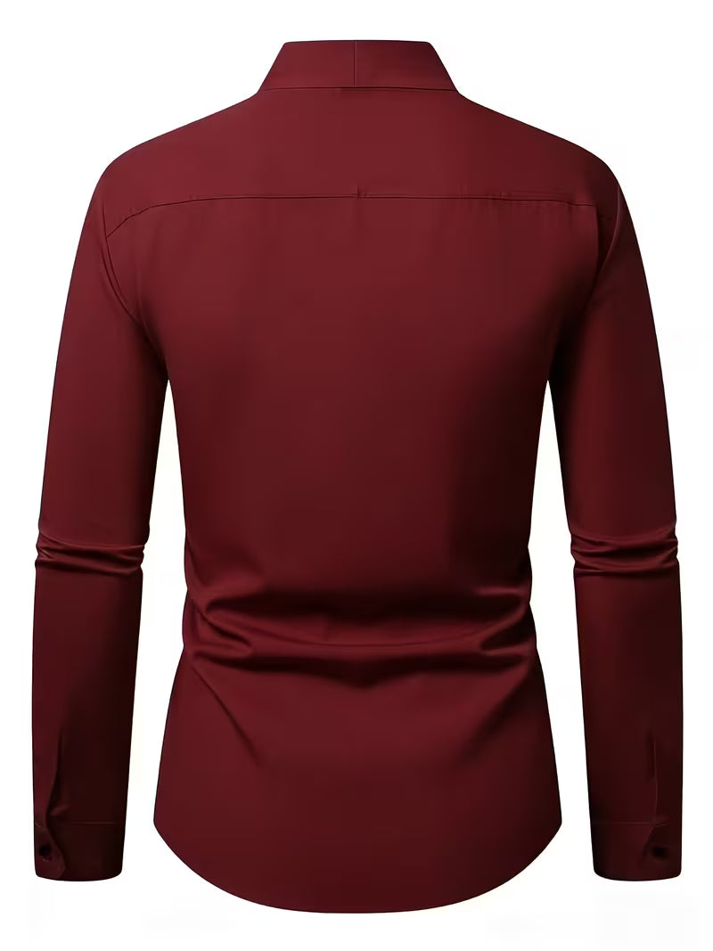 Camisa Con Cierre De Botones Y Corte Ajustado Para Hombre | Ideal Para Uso Diario Y Entornos Profesionales