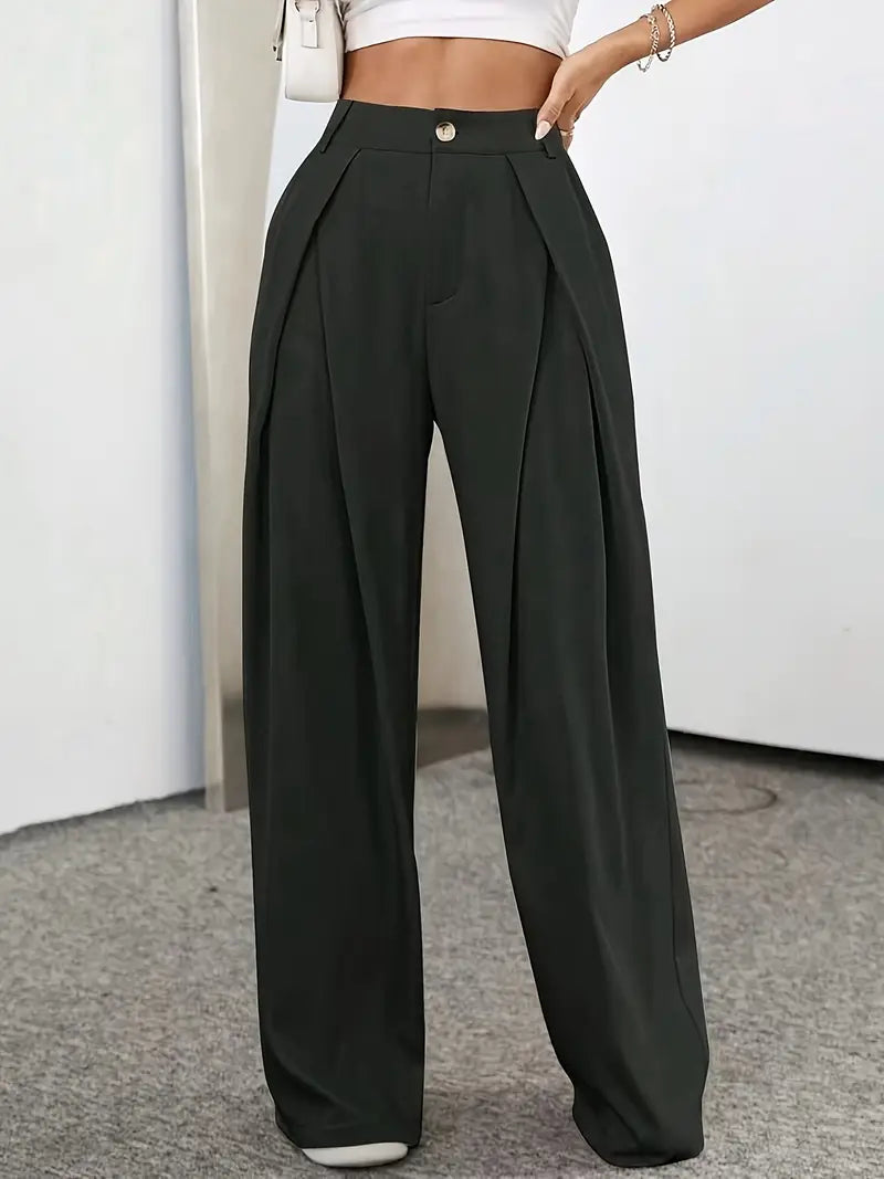 Pantalón de Talle Alto con Plisados para Mujer | Ideal para Oficina y Uso Diario