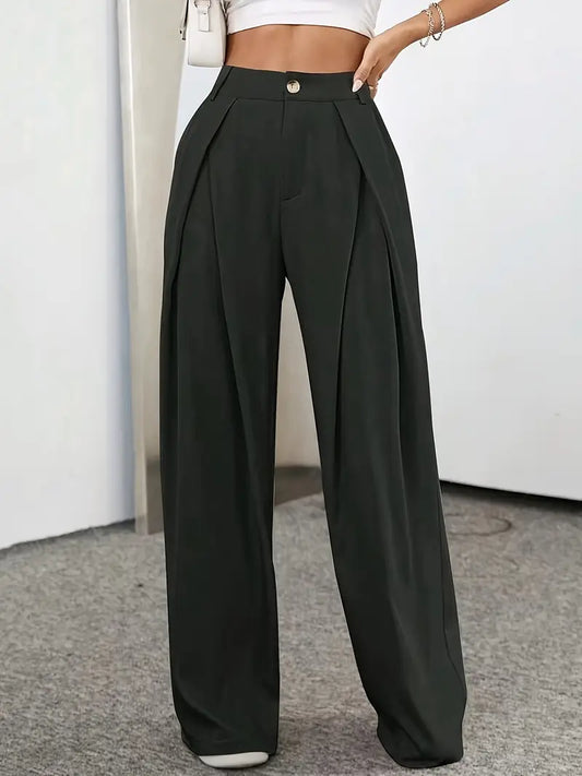 Pantalón de Talle Alto con Plisados para Mujer | Ideal para Oficina y Uso Diario