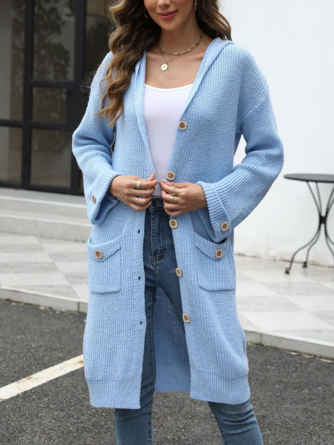 Cardigan Largo Con Botones Y Bolsillos Para Mujer | Ideal Para Superposición Y Uso Diario