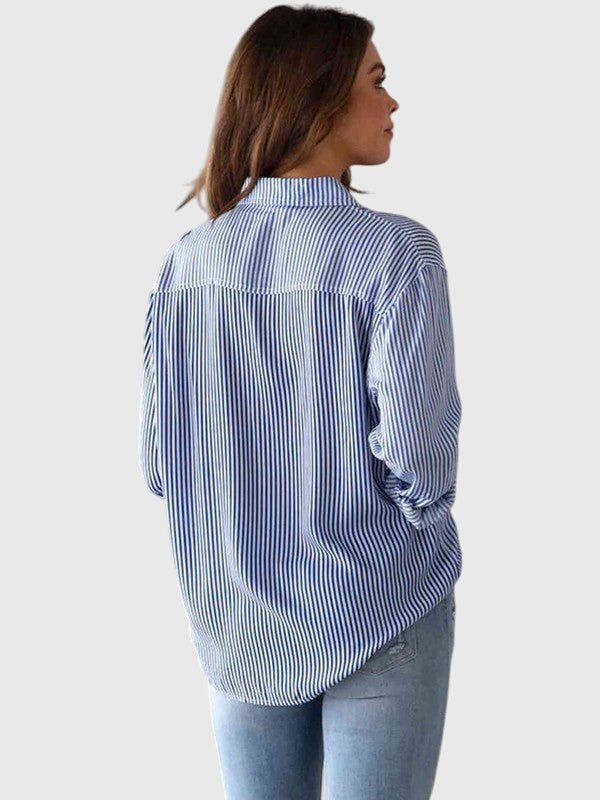 Camisa Con Cuello Estructurado Y Motivo A Rayas Para Hombre | Ideal Para Uso Profesional Y Diario