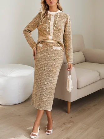 Conjunto De Dos Piezas Con Chaqueta Y Falda Midi Para Mujer | Ideal Para Eventos Formales