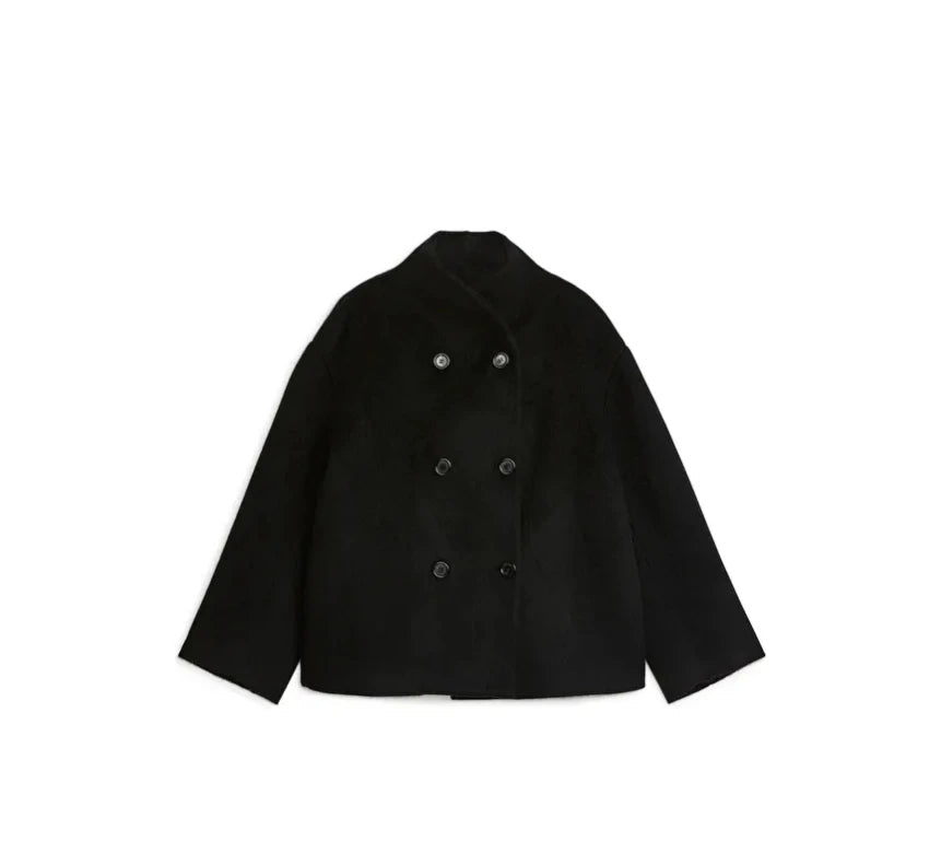 Abrigo De Invierno Con Corte Suelto Y Botones Dobles Para Mujer | Ideal Para Invierno