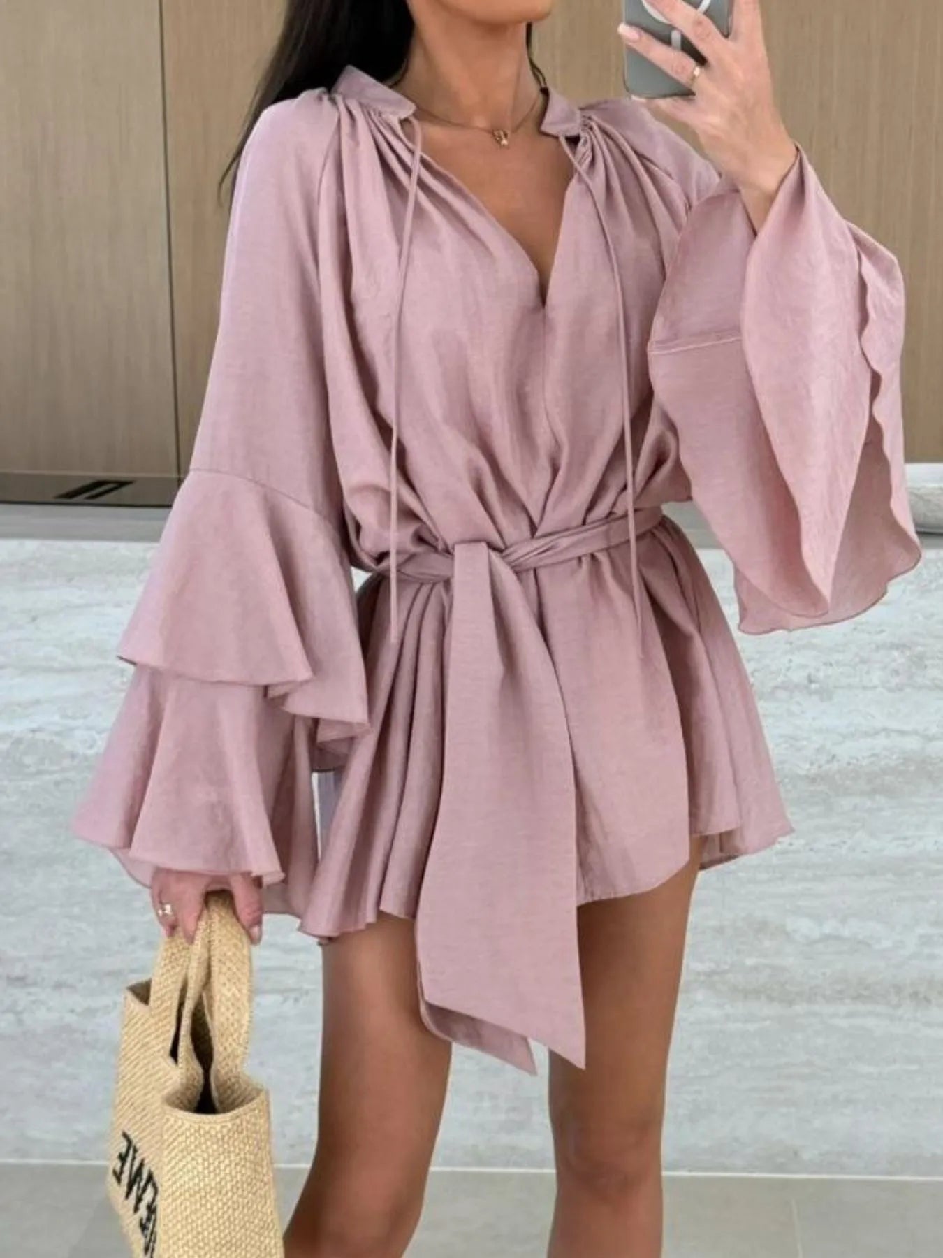 Vestido Corto con Cintura Ajustable para Mujer | Ideal para Uso Diario e Informal