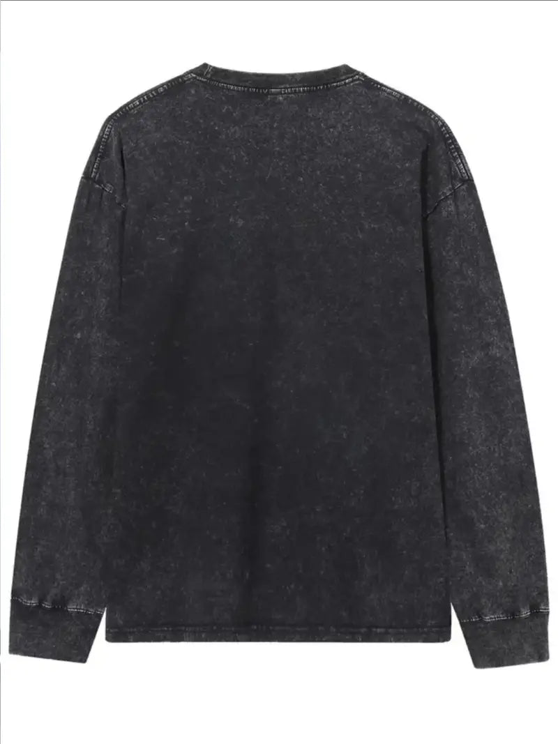Camisa de Manga Larga con Efecto de Color Deslavado para Hombre | Ideal para Uso Diario