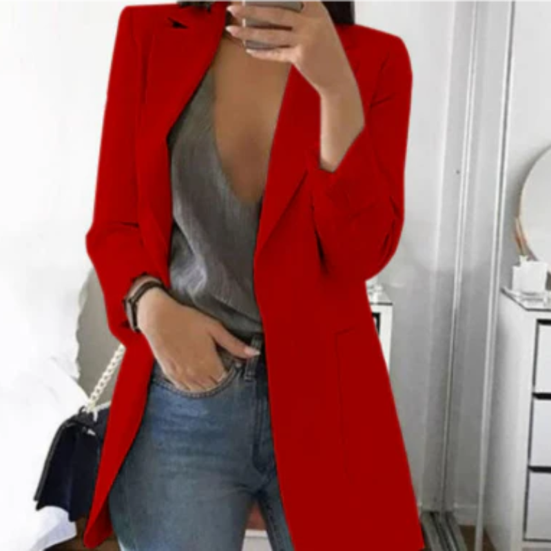 Chaqueta Larga con Corte Ajustado para Mujer | Ideal para Uso Profesional y Diario