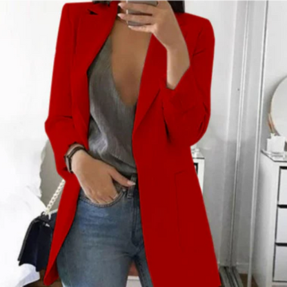 Chaqueta Larga con Corte Ajustado para Mujer | Ideal para Uso Profesional y Diario