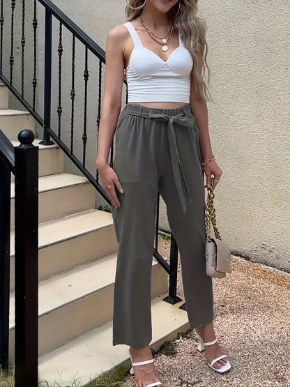 Pantalón Con Cintura Ajustable Y Pierna Recta Para Mujer | Ideal Para Uso Diario