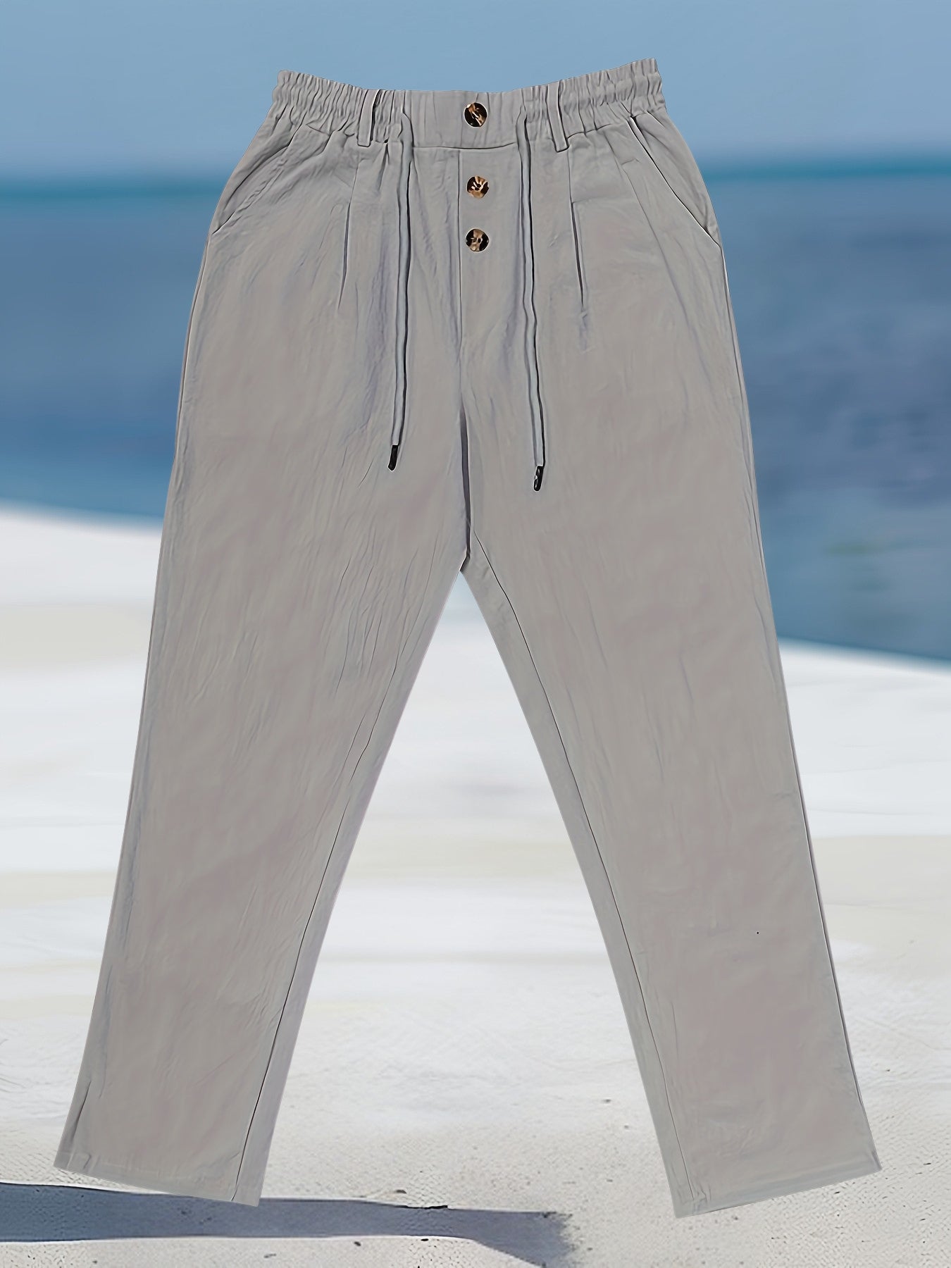 Pantalón de Pierna Ancha con Cintura Elástica y Cordón para Hombre | Ideal para Uso Diario