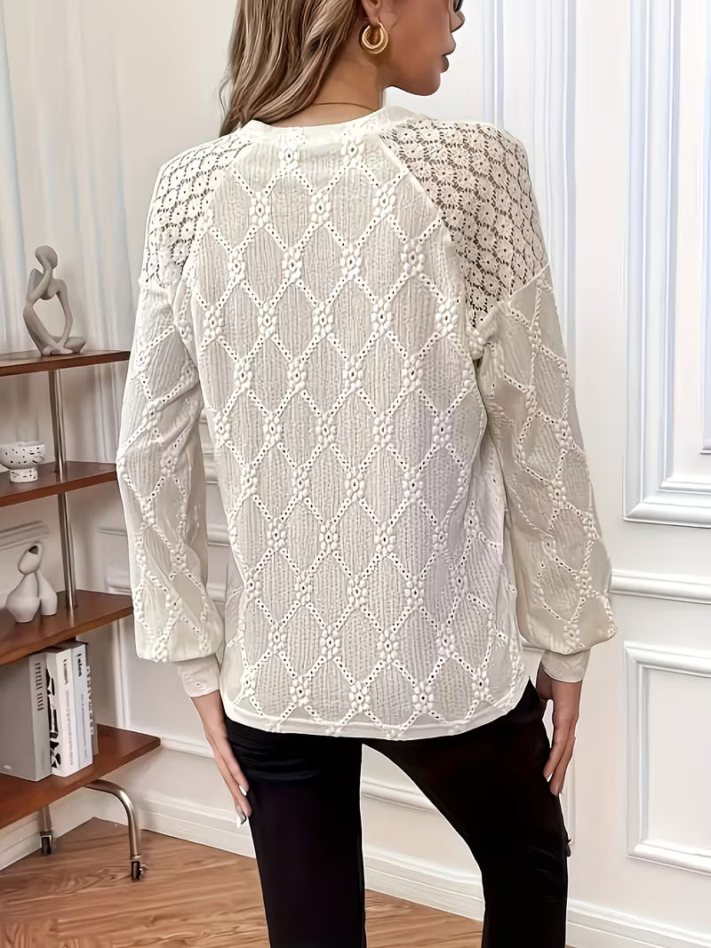 Blusa de Mangas Largas con Motivo Texturizado para Mujeres | Ideal para Uso Diario y Trabajo Informal