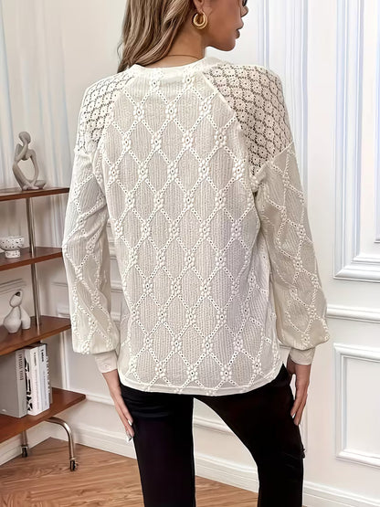 Blusa de Mangas Largas con Motivo Texturizado para Mujeres | Ideal para Uso Diario y Trabajo Informal