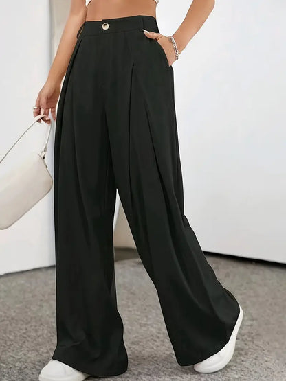 Pantalón de Talle Alto con Plisados para Mujer | Ideal para Oficina y Uso Diario